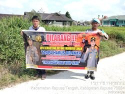 Personil Polsek kapuas tengah rutin imbauan larangan  karhutla kepada masyarakat.