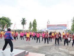Masih Dalam Rangkaian Hari Jadi Polwan Ke-77, Polres Barsel Gelar Senam Bersama