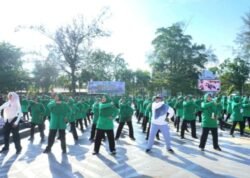 Senam Sehat HUT TNI ke-80 di Langsa, PT CMN Anak Usaha Holding Perkebunan Nusantara Hadirkan Edukasi Kesehatan
