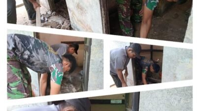 Satgas TMMD Regtas Ke-126 Kodim 1208/Sambas Laksanakan Perehaban MCK Sekolah Dasar 11 Kota Lama