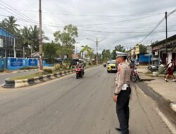 *Strong Point Pagi Hari, Satlantas Polres Bartim Pastikan Kelancaran Arus Lalu Lintas di Jalan A. Yani*