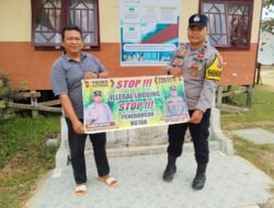Bhabinkamtibmas laksanakan Sosialisasikan tentang larangan dan sangsi Pidana bagi pelaku Ilegal Logging kepada masyarakat di  Desa Binaan.