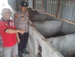 Personel Polsek Kapuas Tengah melaksanakan Pengecekan Pekarangan hewan Desa Jangkang