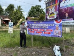 Satlantas Polres Murung Raya Pasang Spanduk Imbauan Tertib Lalu Lintas Ops Keselamatan 2026