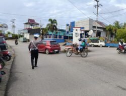 Awali Pagi Hari, Satlantas Polres Murung Raya Strong Point Pagi Di Pusat Kota Puruk Cahu