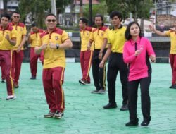 Senam Bersama Warnai Kebersamaan Personel Polres Sukamara dan Bhayangkari
