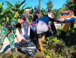 Koramil 1008-04/Tanta–Murung Pudak Bersinergi Bersihkan Lingkungan di Belimbing Raya
