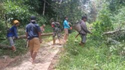 Babinsa dan Warga Kompak, Pembersihan Jalan Dukung Pembangunan Listrik Desa