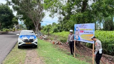 Satlantas Polres Seruyan Pasang Spanduk Himbauan, Tingkatkan Kesadaran Tertib Berlalu Lintas