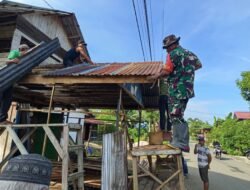 Pos Kamling Direhab, Babinsa dan Warga Awang Besar Kompak Bergotong Royong