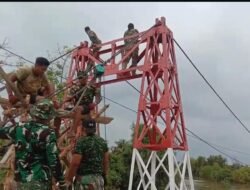 Main Rope Atas Selesai Dibentang, Wujud Jembatan Garuda Handil Labuan Amas Kian Nyata