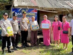 POLSEK HANAU DAN BHAYANGKARI RANTING HANAU SALURKAN BAKTI SOSIAL KEPADA WARGA KURANG MAMPU DI DANAU SELULUK