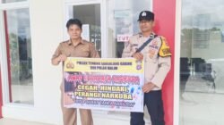 Melalui Media Spanduk, Polsek Tewang Sangalang Garing dan Pulau Malan Imbau Warga Tidak Terjerumus  Penyalahgunaan Narkoba.