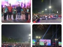 Dandim 1207/Pontianak Kolonel Inf Robbi Firdaus, S.E., M.Si Hadiri Nonton Bareng Bola Gembira di Halaman Kantor Walikota Pontianak.