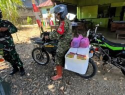 Peduli Warga Sakit, Koramil 1008-01/Muara Uya-Jaro Salurkan Bantuan Sembako