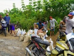 Lanjutkan Pengerjaan Rabat Beton, Satgas TMMD Ke-129 dan Warga Tempapan Hulu Gotong Royong Angkut Material