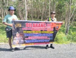 Cegah Karhutla Sejak Dini, Personil Polsek Kapuas Barat Gencarkan Sosialisasi Buka Lahan Tanpa Bakar di Desa Anjir Kalampan