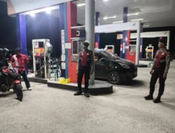 Cegah Penyimpangan dan Aksi Kejahatan Larut Malam, Sat Samapta Polres Sukamara Patroli di SPBU