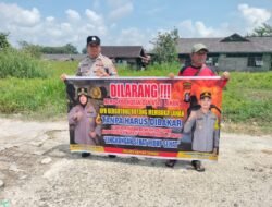 Giat Piket Polsek kapuas tengah Rutin lakukan imbauan larangan karhutla kepada masyarakat.