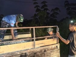 Kerja Hingga Malam, Satgas TMMD Reguler ke-129 Turunkan Material Demi Percepat Pembangunan