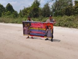 Giat Piket Polsek kapuas tengah Rutin lakukan imbauan larangan karhutla kepada masyarakat.