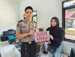 Personel Humas Polres Murung Raya Sosialisasi Layanan 110 Polri