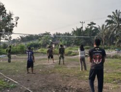 Akrab dengan Warga Tempapan Hulu, Satgas TMMD Reguler Ke-129 Gelar Olahraga Bersama
