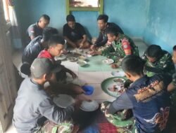 Makan Bersama Warga Jadi Kenangan Keakraban Satgas TMMD Reguler Ke-129