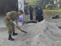 Gotong Royong Sambut Kemerdekaan, Koramil 1008-05 dan Kecamatan Kelua Benahi Lapangan Upacara