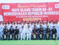 Kapolres Murung Raya Hadiri Upacara HUT ke-81 Kemerdekaan RI Di Halaman Kantor Bupati