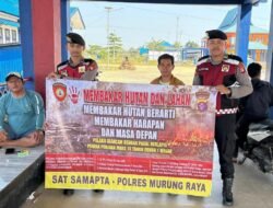 Sat Samapta Polres Murung Raya Gencarkan Sosialisasi Karhutla dan Maklumat Kapolda Kalteng Di Dermaga Putir Sikan