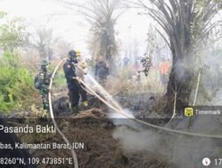 Cegah Karhutla Meluas, Babinsa dan Bhabinkamtibmas Santaban Turun Langsung Padamkan Titik Api