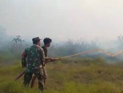 Api Berkobar di Desa Bentok, Kodim 1009/Tanah Laut Bersama BPBD Gerak Cepat Cegah Meluasnya Karhutla