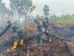 Sinergi TNI-Polri, Posal Bengkayang Padamkan Karhutla di Lahan Gambut Singkawang Selatan