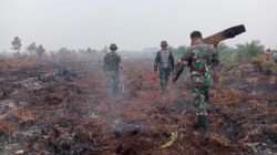Beberapa Titik Hotspot Terdeteksi, Danramil 04/Jawai Langsung Pimpin Anggota Padamkan Api di Desa Mutus Darussalam