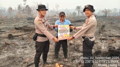 Sosialisasi Larangan Karhutla, Satgas Edukasi Lemdiklat Polri Ajak Warga Muara Laung Jangan Membakar Lahan