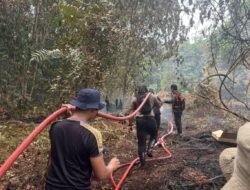 Gerak Cepat, Polres Murung Raya dan Tim Satgas Karhutla Padamkan Api Karhutla Di Wilyah Desa Konut