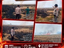 Polsek Kapuas Timur Bersama Warga Laksanakan Pengecekan dan Pembasahan Titik Hotspot di Handel Gembira