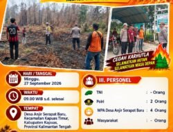 Patroli Karhutla Polsek Kapuas Timur Pantau Lokasi Rawan Titik Api di Desa Anjir Serapat Baru‎