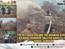 Polres Kobar Bersama Tim Gabungan Kembali Berjibaku Padamkan Lanjutan Karhutla Yang Kembali Berkobar