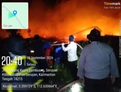 TERIMA INFORMASI TITIK API, TIM GABUNGAN SIAGA KARHUTLA GERAK CEPAT LAKUKAN PEMADAMAN DI SIMPANG KUALA PEMBUANG