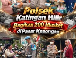Polsek Katingan Hilir Bagikan 200 Masker di Pasar Kasongan