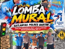 *Satlantas Bartim Sulap Pagar Sekolah Jadi Media Edukasi, Mural Kamseltibcarlantas Warnai HUT Lantas Bhayangkara ke-71*