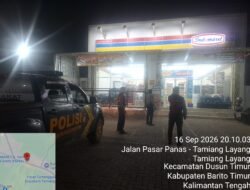 Satlantas Polres Bartim Patroli Malam di Depan Alfamart Mungkur Kandangan