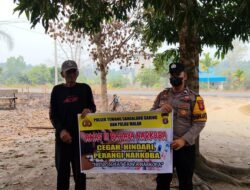Melalui Imbauan dan media spanduk, Polsek Tewang Sangalang Garing dan Pulau Malan Imbau Warga Tidak Terjerumus Penyalahgunaan Narkoba.