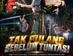 # TAK PULANG SEBELUM TUNTAS! Satgas Karhutla Polres Bartim Berjibaku hingga Malam, Kobaran Api di Paju Epat Berhasil Dipadamkan